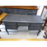 A modern charcoal grey painted, French desk having five short drawers, 29 h, 51 1/2 w