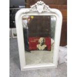 A late 19th century French white painted mirror, 47 1/2 x 28 1/2