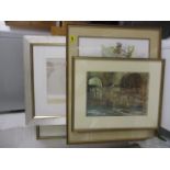 Pictures to include watercolours and prints to include a Russell Flint print