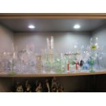 Glassware to include a set of six large wine glasses, vases and other items