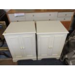 A pair of modern, cream painted, twin door bedside cabinets, 2h, 20w
