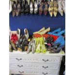 A selection of ladies designer shoes to include Charles Jourdan stilettos in turquoise, size 6 1/2