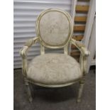 A modern French upholstered, cream painted chair