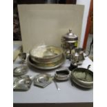 A selection of silver and silver plated items to include an Edwardian egg warming pot and cover, a