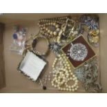 A large quantity of costume jewellery to include brooches and necklaces