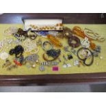 Costume rings, costume jewellery and a pair of vintage BOAC cufflinks