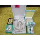 A quantity of silver and white metal jewellery to include necklaces and two dress rings