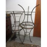 Four wrought steel, rope twist table frames