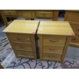 A pair of modern light wood chest of three drawers, 28 3/4 h x 20 1/4 w