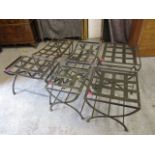 Six modern mixed wrought steel stools