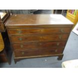 An early 19th century mahogany chest of four graduated drawers on bracket feet, 32 h x 36 3/4w