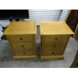 A pair of modern light oak chest of , three drawers, 27 h, 20 1/2 w