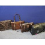 Three vintage crocodile hand bags and one vintage crocodile shoulder bag