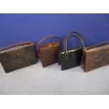 Four vintage crocodile handbag