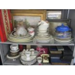 A mixed lot to include pictures, books, boxed cutlery, cut glassware, china, Monopoly and other