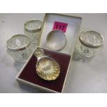 A small mixed lot of silver to include a caddy spoon, Birmingham 1971, a napkin ring and three cut