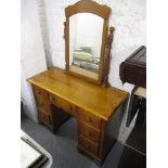 A Victorian fruitwood, twin pedestal, seven drawer dressing table, 64 h, 44 w A/F