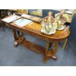 A contemporary inlaid mahogany console table, 28h, 54w, 20 d