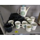 A retro Meakin coffee set, together with Portmerion Susan Williams - Ellis coffee cups with