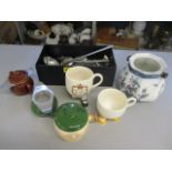 A mixed lot to include Viners cutlery, Carlton ware pots and other items