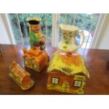 A small group of ceramics to include a Burlington pottery Toby jug, a Mailing jug, a Cottage ware