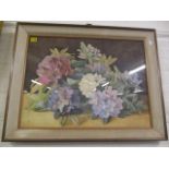 19th Century British School - still life of flowers, watercolour, unsigned, 19 1/2 x 25 1/2,