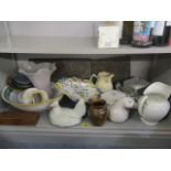 A mixed lot include an 18th century Chinese export bowl, A/F, Quimper ware, a wall plate, a large