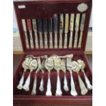 A cased silver plated cutlery set