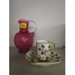 A Victorian coins dot pattern cranberry glass jug, 6 3/8 high and a Victorian Royal Worcester