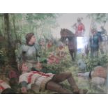 Graham Turner - After the Battle of Patay, watercolour of Joan of Arc attending a wounded British