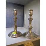 A pair of modern silver, knopped stem candlesticks, 8 h