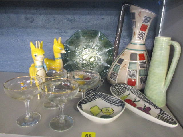 Retro related items to include Babycham glasses, models and pottery