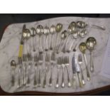 Mixed silver plated cutlery to include A1 forks and a silver tablespoon