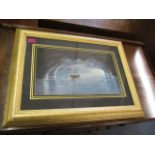 Giunti - Amalfi blue grotto, watercolour, signed, 9 x 15 1/2 in a glazed, gilt frame