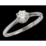 A Diamond single stone Ring claw-set brilliant-cut stone, approx 0.50cts, stamped 18ct PLAT, ring