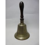 A large 19th Century Hand Bell with turned lignum vitae baluster handle, 15 1/2in