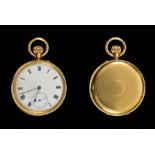An 18ct gold cased open faced Pocket Watch, the enamel dial with roman numerals and subsidiary