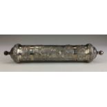 A 19th Century Indian silver cylindrical Document Container, Probably Calcutta,Repousse decorated