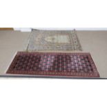 A multi-bordered Persian Prayer Rug with hanging lantern in the beige ground mihrab, 5ft 6in x 3ft