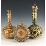Three late 19th Century Bombay School of Art pottery Vessels, George Wilkins Terry / Wonderland