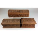 Three 19th Century Indian sandalwood Boxes, Canara/Mysore,Including one with pierced domed cover and