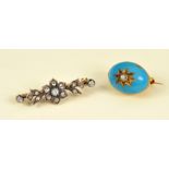 A Diamond Brooch with flower and leafage plaque on knife blade bar claw and pavé-set old and rose-