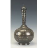 Another 19th Century Bidri silver inlaid Bottle and Cover similarDeccan, 12 in high