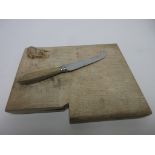 A Mouseman Thompson oak Cheeseboard and Knife