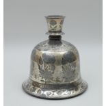 A fine Bidri silver inlaid bell-shaped Huqqa Base, c 1800, Deccan, Decorated with erect lotus blooms