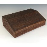 A 19th Century Anglo-Indian sandalwood Writing Slope, Coompta or Canara, Profusely caved with