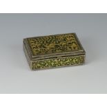 A 19th Century Indian Thewa gold, glass and silver gilt rectangular Snuff Box, Pratapgargh,