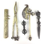 A group of Himalayan objects, 19th/20th Century, Tibet/ NepalComprising a phurbu (ritual dagger),