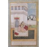 PROVINCIAL MUGHAL, NORTHERN INDIA, LATE 18th CENTURY'Dhanashri ragini'- a woman painting a