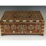 An early 20th Century Anglo-Indian shisham, ivory and blackwood marquetry Work Box, Hoshiarpur,